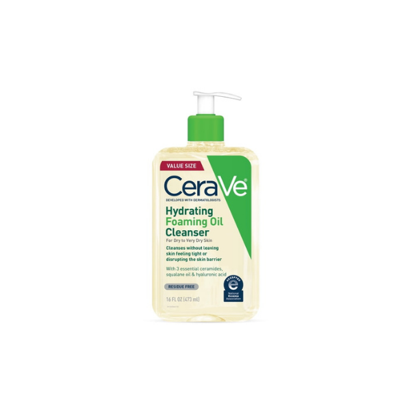 (2 pack) CeraVe Facial Cleanser Foaming Oil for Dry to Very Dry Skin with Hyaluronic Acid Ceramides 16 fl oz