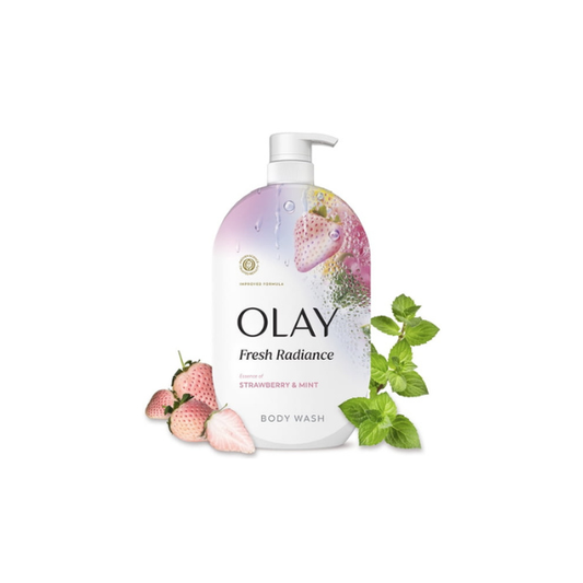 Olay Fresh Radiance Body Wash, Strawberry & Mint, with Vitamin B3, 35 fl oz