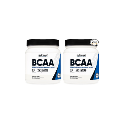 Nutricost BCAA Powder 2:1:1 (90 Servings, No Flavor Added) - Branched Chain Amino Acids (Pack of 2)