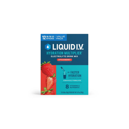 Liquid I.V. Strawberry Hydration Multiplier Powdered Electrolyte Drink Mix, 12 Count Packets