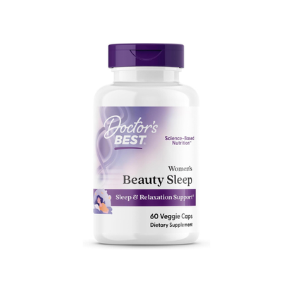 Doctors Best Womens Beauty Sleep with Magnesium, Theanine, Melatonin, Sleep & Relaxation Support, Non-GMO, Gluten Free, Soy Free, Vegan 60 Veggie Caps