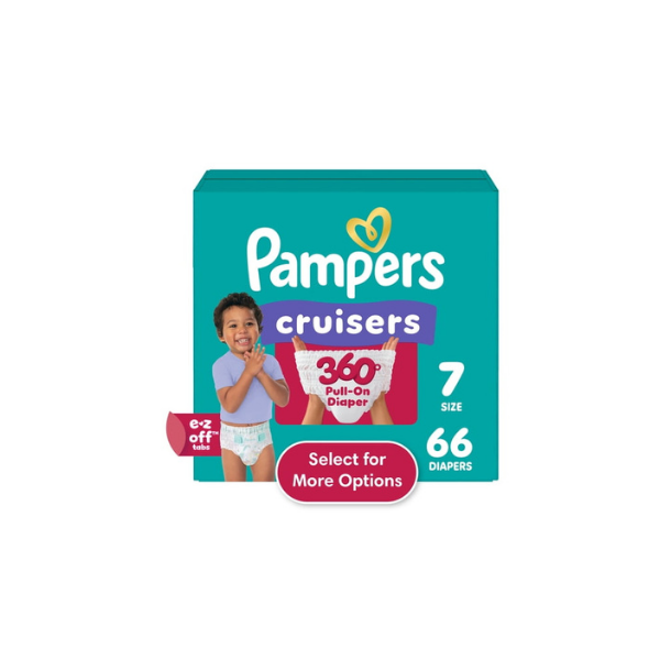 Pampers Cruisers 360 Baby Diapers Size 7, 66 Count (Select for More Options)