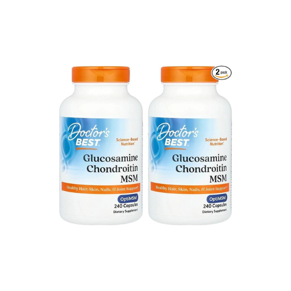 Doctor's Best Glucosamine Chondroitin MSM, Non GMO, 240 Capsules (2 Pack)