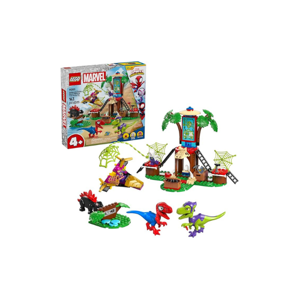 LEGO Marvel Spidey and His Amazing Friends Spidey and Gobby's Raptor Battle at Tree House HQ - Dinosaur Building Toy for Kids, Boys and Girls, Ages 4+ - Preschool Pretend Play Set - Gift Idea - 11200