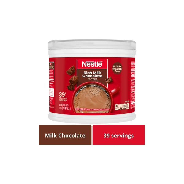 Nestle Hot Cocoa Rich Milk Chocolate Flavored Mix Powder, 27.7 oz, Can