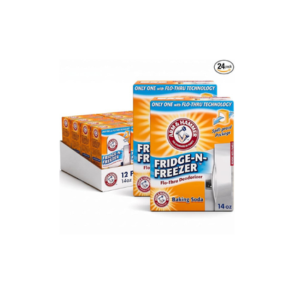 Arm & Hammer Baking Soda Fridge-n-Freezer Odor Absorber, Orange 14 oz, Pack of 24