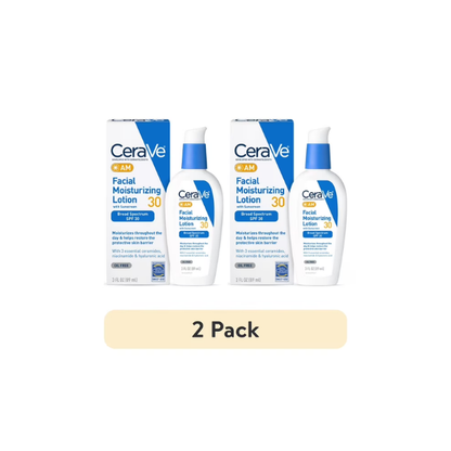 (2 pack) CeraVe AM Face Moisturizer with Broad Spectrum Protection, SPF 30,3 oz