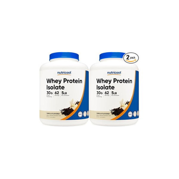 Nutricost Isolate Whey Protein Powder, Vanilla, 5 pounds (Pack of 2)