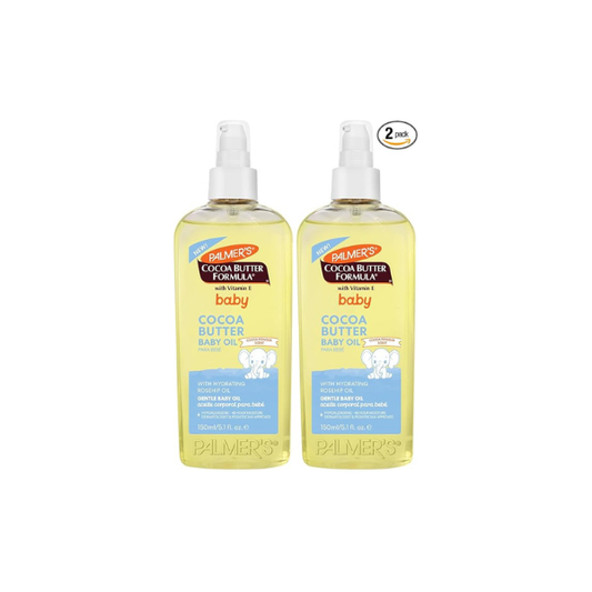 Palmer's Cocoa Butter Formula Gentle Baby Oil, 5.1 fl oz, Nourishing for Delicate Skin, Vitamin E Baby Essentials, (Pack of 2)