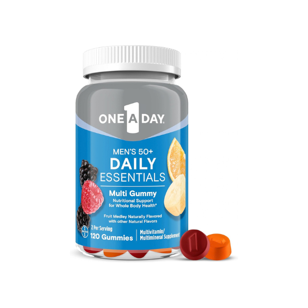 One A Day Men’s 50+ Daily Essentials Multivitamin Gummies, Multivitamin for Men Over 50, Fruit Medley Flavor, 120 Gummies