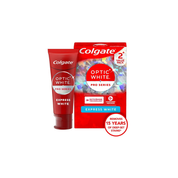 (2 pack) Colgate Optic White Pro Series Express White Toothpaste with 5% Hydrogen Peroxide, 2 Pack, 3.0 OZ