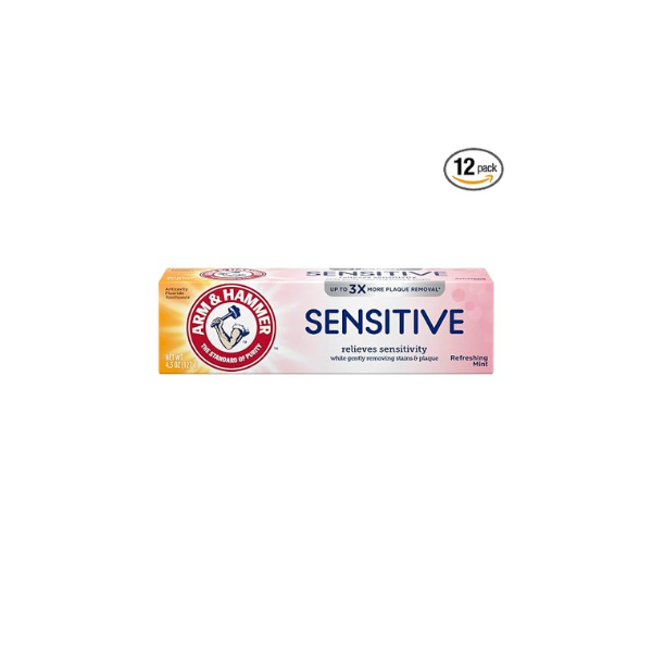 Arm & Hammer Sensitive Toothpaste, Refreshing Mint, Relieves Sensitivity, 4.5 Ounce (Pack of 12)