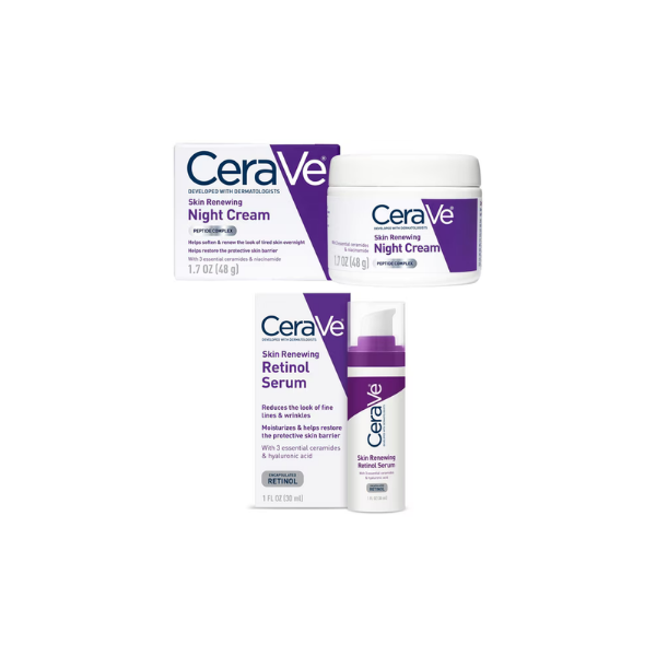 CeraVe Skin Renewing Retinol Serum & Night Cream Bundle – Anti-Aging Facial Care for Wrinkles & Fine Lines