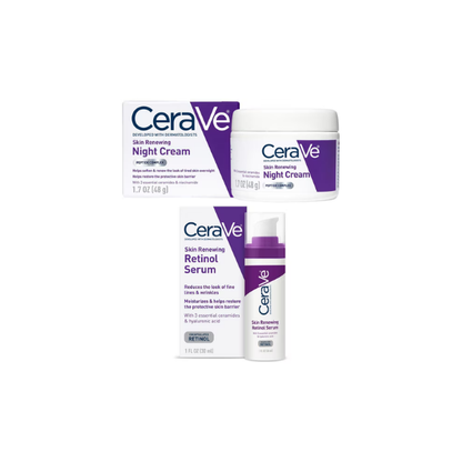 CeraVe Skin Renewing Retinol Serum & Night Cream Bundle – Anti-Aging Facial Care for Wrinkles & Fine Lines