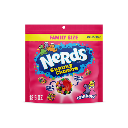 (10 pack) NERDS Gummy Clusters, Candy, Rainbow, Crunchy and Gummy, 18.5 oz Bag