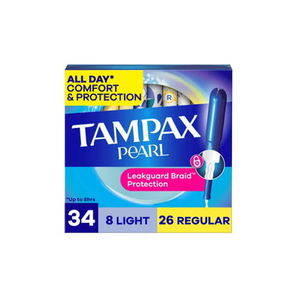 Tampax Pearl Tampons Multipack with LeakGuard Braid, Light/Regular, 34 Count