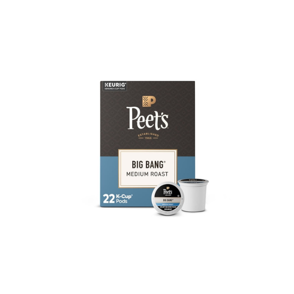 Peet's Coffee Big Bang Premium Medium Roast Keurig K-Cup Coffee Pods, 22 Count