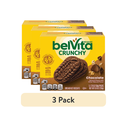 (3 pack) belVita Breakfast Bars Biscuits, Chocolate, 5 Packs (4 Biscuits Per Pack)