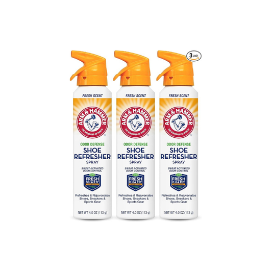 Arm and Hammer Shoe Refresher Spray, Multi-Purpose Odor Remover for All Types of Footwear, Shoe Deodorizer Spray, Shoe Odor Eliminator, Shoe Spray, Shoe Smell Eliminator, 4 oz (3 Pack)