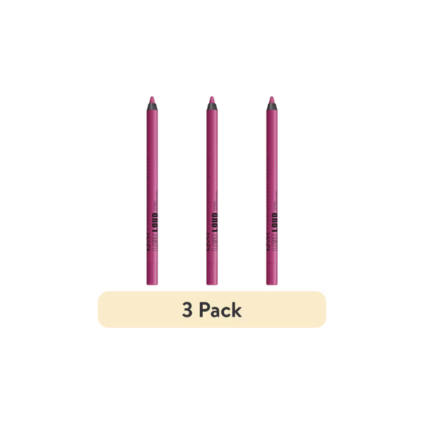(3 pack) NYX Professional Makeup Line Loud Lip Liner, Longwear Matte Lip Pencil, Hottie Hijacker