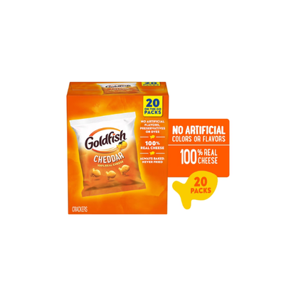 Goldfish Cheddar Baked Snack Crackers, 20 Count, 1 oz