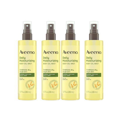 Aveeno Daily Moisturizing Body Oil Mist with Oat & Jojoba Oil for Dry Sensitive Skin,Nourishing Body Spray for Smoother Skin,Paraben-,Silicone- & Alcohol-Free,6.7 fl. oz,(Pack of 4)