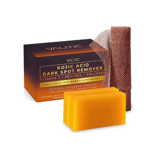 VALITIC Kojic Acid and Turmeric Soap for Dark Spots and African Net, 2 Pack