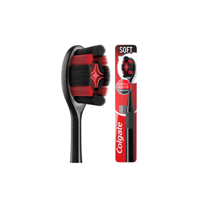 Colgate Optic White Charcoal Soft Toothbrush for Adults, 2 Pack