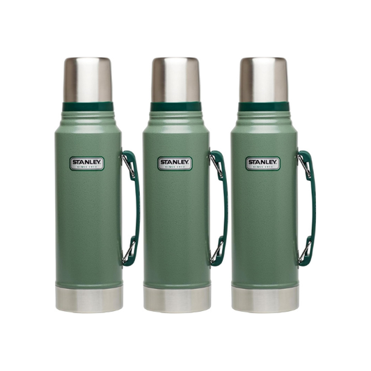 Stanley Heritage Classic Vacuum Bottle with Handle 1.1 qt | Wide Mouth with Leakproof Cup Lid | Keep Drinks Hot or Cold for Travel | Insulated Stainless Steel Thermos | BPA-Free | (Pack of 3)