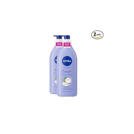 NIVEA Oil Infused Lotion Coconut and Monoi Oil Body Lotion for Women,Fast-Absorbing and Non-Greasy Coconut Scented-Lotion Moisturizes for 48 Hours,16.9 Fl Oz Pump Bottle,(Pack of 2)