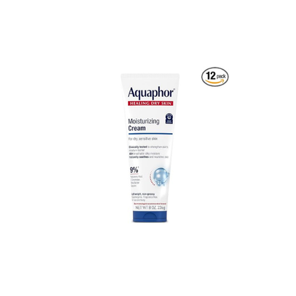 Aquaphor Moisturizing Face and Body Cream with Hyaluronic Acid, 8 Fl Oz (Pack of 12)
