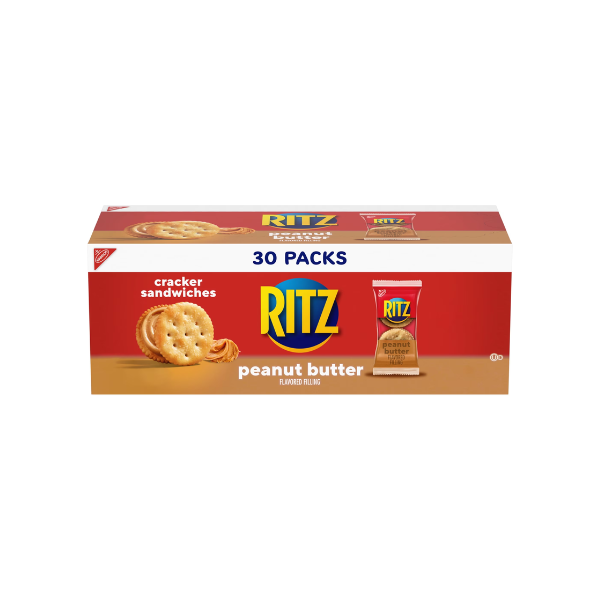 RITZ Peanut Butter Sandwich Crackers, Lunch Snacks, 30 Snack Packs (4 Crackers Per Pack)