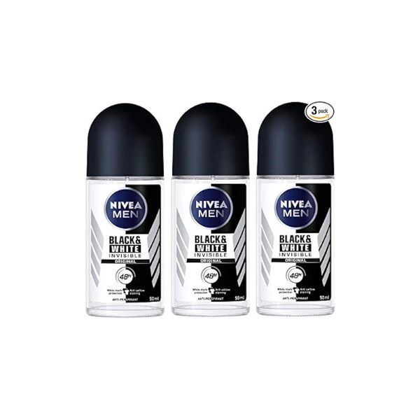 Nivea for Men Deodorant Roll On 1.69 Oz (Invisible B&W Power) Pack of 3