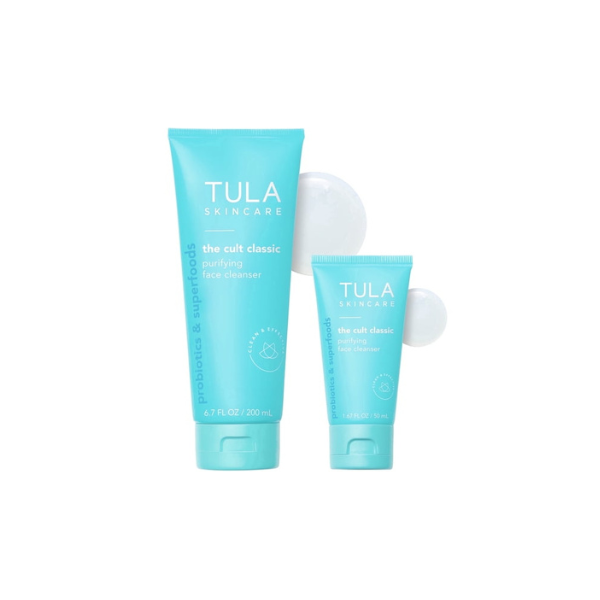 TULA Skin Care The Cult Classic Purifying Face Cleanser, Full and Travel Size Duo, Set of 2