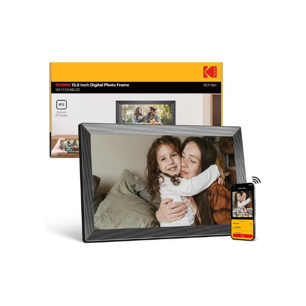 KODAK 15.6 Inch Large WiFi Digital Picture Frame, 1920x1080 FHD Touch Screen Electronic Photo Frame with AI Photo Art, 32GB Storage, 6 Ways Sharing Photos & Videos, for Mom Family