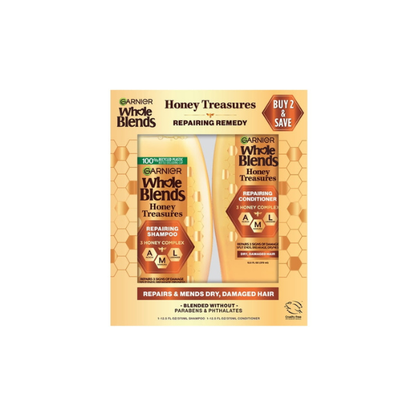 Garnier Whole Blends Honey Treasures Shampoo and Conditioner Set, For Damaged Hair, 1 kit