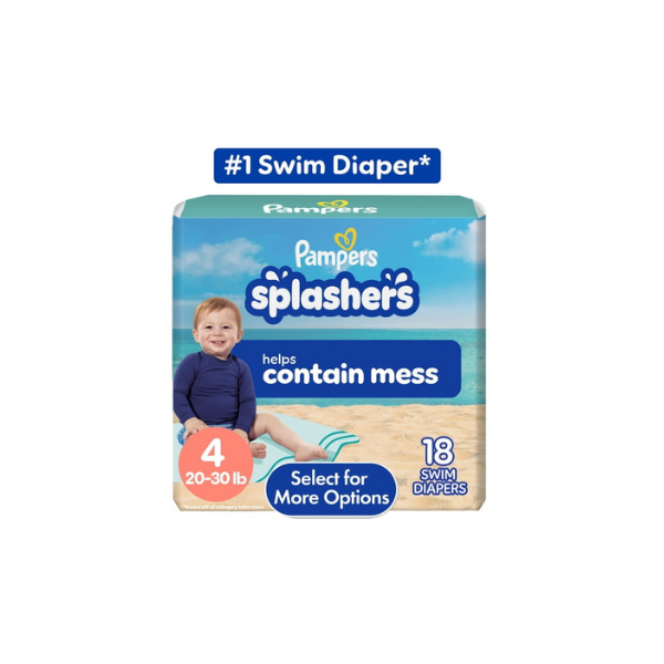Pampers Splashers Swim Diapers, Size 4, 18 Count (20-33 lbs)