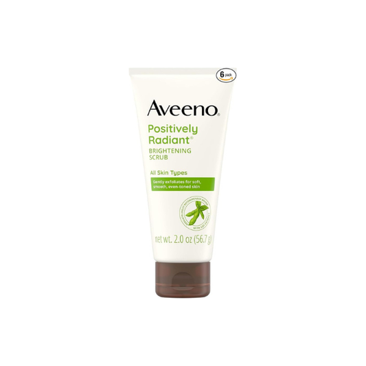Aveeno Positively Radiant Skin Brightening Exfoliating Daily Facial Scrub, Moisture-Rich Soy Extract, helps improve skin tone & texture, Oil-& Soap-Free, Hypoallergenic, Travel Size, 2 oz (Pack of 6)