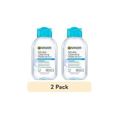 (2 pack) Garnier SkinActive Micellar Cleansing Water All in 1 Waterproof Makeup Remover, Face Cleanser, 3.4 fl oz