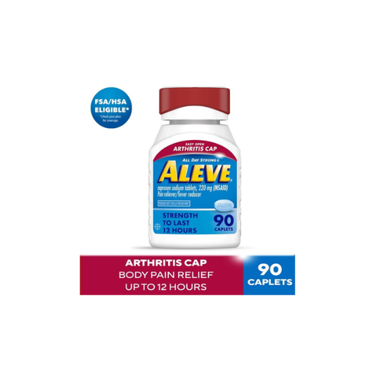 (3 pack) Aleve Pain Relief Caplets Easy Open Arthritis Cap, Naproxen Sodium, 90 Count