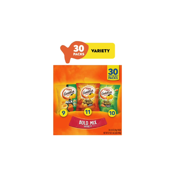 Goldfish Bold Mix Variety Pack Snack Crackers, 1 oz Snack Packs, 30 Count