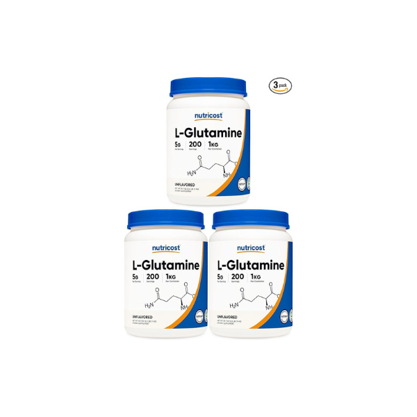 Nutricost L-Glutamine Powder 1 KG - Unflavored, Non-GMO, Gluten Free (Pack of 3)