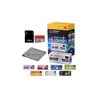 Kodak Charmera Keychain Digital Camera Blind Box, Millennium, Single Box 1PC – Bundled with Tudak Store Microfiber Cloth, 32GB MicroSD Card & Adapter – 1.6MP Digicam, Video, Gift for Teens & Adults