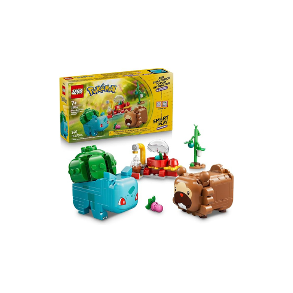 LEGO Pokémon SMART Play: Berry Bash with Bulbasaur and Bidoof 72155 | Compatible Set, Building Toys, Boys & Girls, Ages 7+, Interactive Pokémon Toys, 2 SMART Tags, 240 pieces, Gift Idea