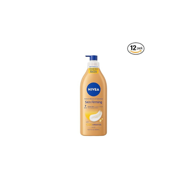 NIVEA Skin Firming Melanin Beauty & Hydration Body Lotion, Q10, 16.9 Fl Oz (Pack of 12)