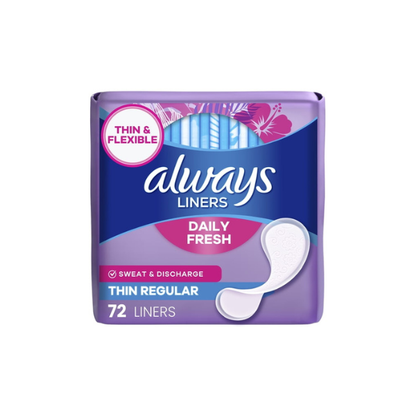 Always Thin No Feel Protection Daily Liners Regular Absorbency Unscented, 72 Ct