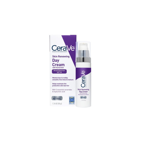(2 pack) CeraVe Skin Renewing Day Cream with Sunscreen SPF 30 Facial Moisturizer 1.76 fl oz