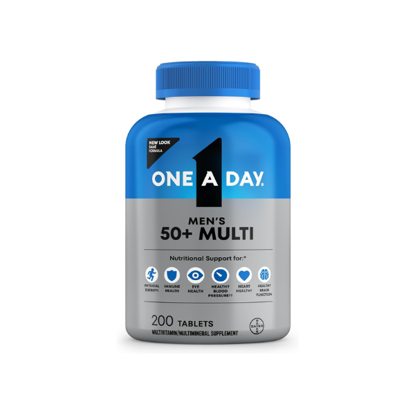 One A Day Men’s 50+ Healthy Advantage Multivitamin, Multivitamin for Men with Vitamins A, C, E, B6, B12, Calcium and Vitamin D, Tablet, 200 Count (Pack of 1)