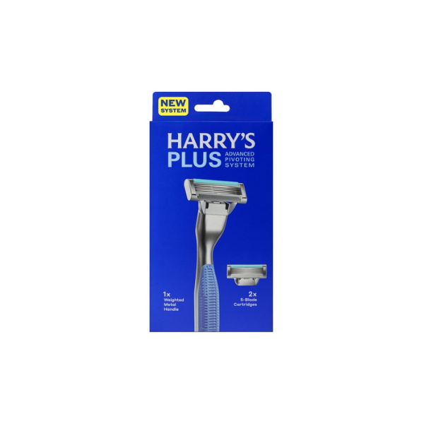 Harry's Plus Shaving Razor for Men with 2 Razor Blade Refill Cartridges, Tide