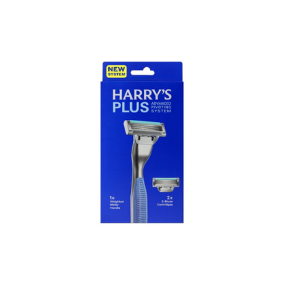 Harry's Plus Shaving Razor for Men with 2 Razor Blade Refill Cartridges, Tide